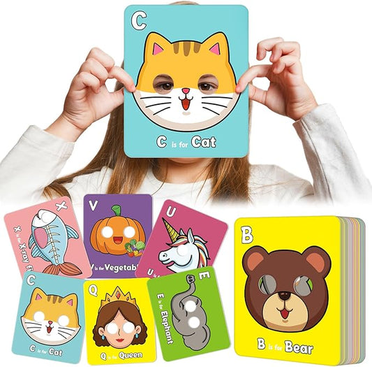 Alphabet Flash Cards,Giant ABC Animal Flash Cards for Toddler 3-5,26 Lowercase and Uppercase Letter Cards,Educational Learning Games for Kids,Preschool Kindergarten Toys