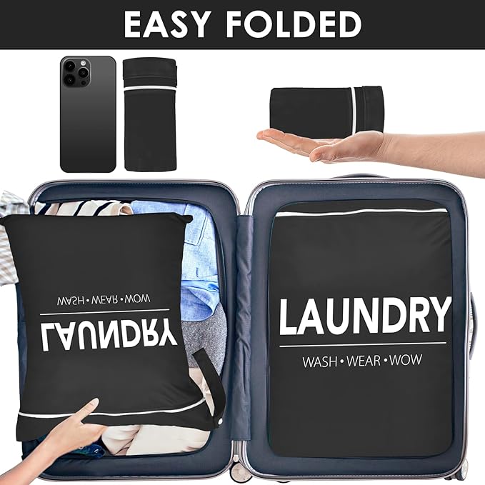 2 Pcs Large Travel Laundry Bag Waterproof Wet Dry Bag Washable Dirty Clothes Bag for Gym Clothes Laundry Wet Clothes Swimming Yoga