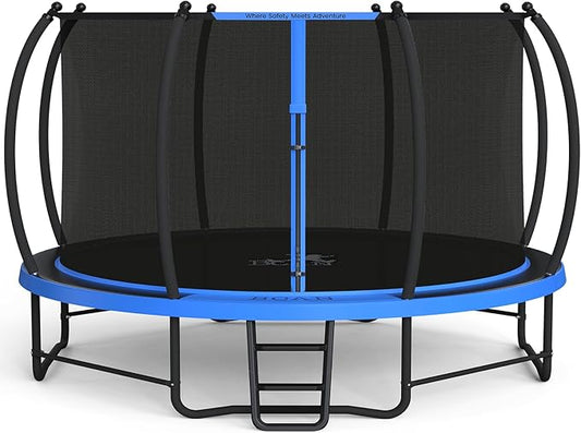 BCAN 8FT 10FT 12FT 14FT 15FT 16FT Recreational Trampoline with Enclosure for Kids Adults, ASTM Approved, Outdoor Trampolines with Ladder for Kids