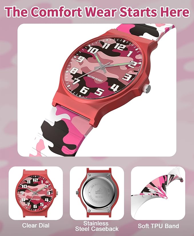 Kids Analog Watch Boys Girls, 30M Waterproof, Sports Watch for Boys, Easy to Read Children's Thin Dial Wrist Watches with Soft Band, for Ages 5-15 Kids Great Birthday Gifts Christmas Day