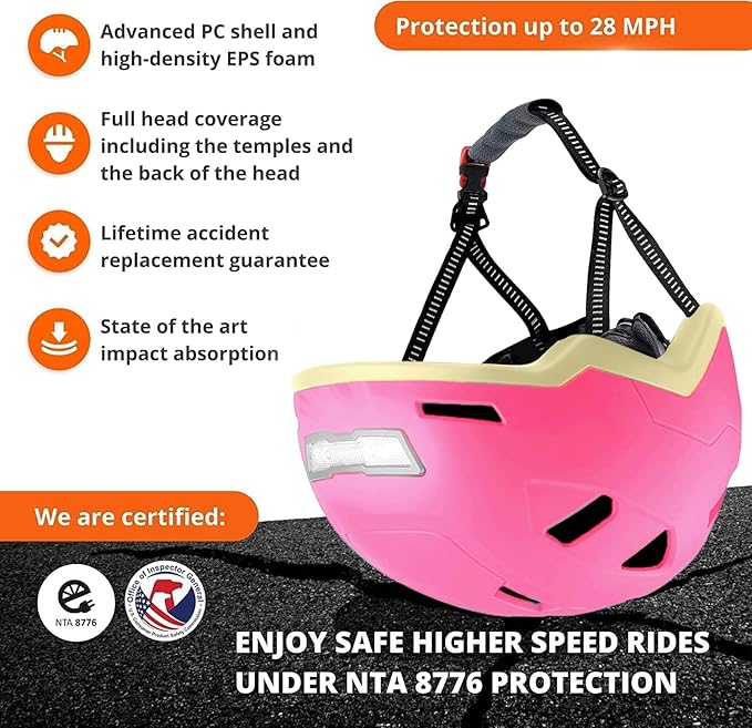 Kid Bike Helmets for Boys and Girls | Fit Head 51-54cm Circumference | CPSC & NTA-8776 Dual Certified | Multi-Sport Helmets with LED Lights, Magnetic Buckle, Detachable Visor