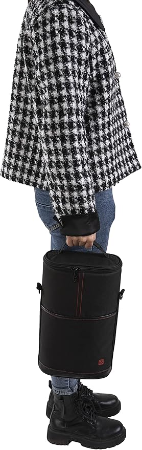 ALLCAMP 2 Bottle Wine Tote Carrier - Insulated Portable Padded Canvas Wine Bag for Travel, BYOB Restaurant, Wine Tasting, Party, Great Christmas Day Gift for Wine Lover，Black