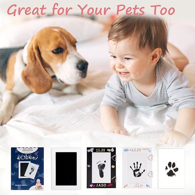 Inkless Baby Hand and Footprint Kit,Clean Touch Ink Pad for Baby Footprint Kit,No Mess Dog Paw Print Kit,DIY Footprint Ink for Baby Keepsake Gifts for Boys and Girls