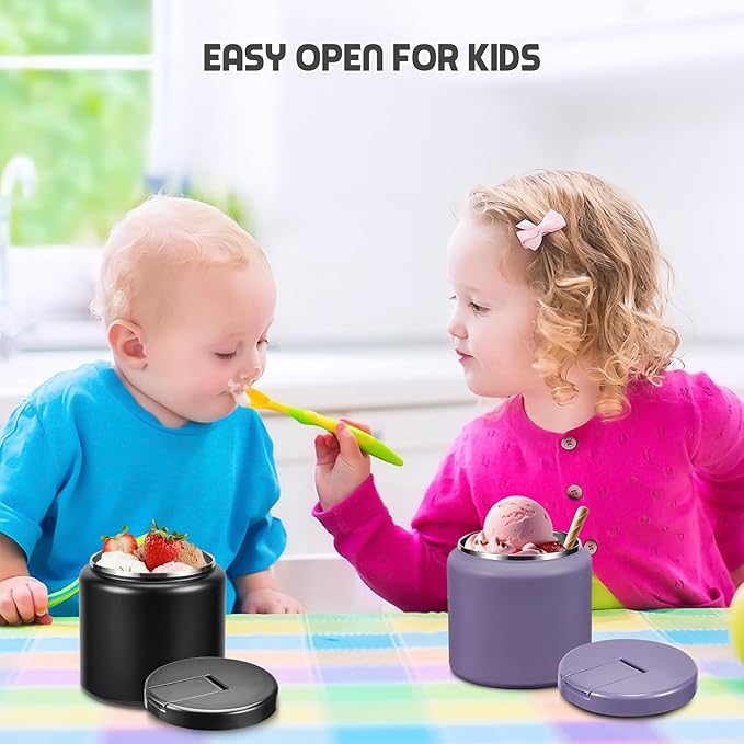 26oz Soup Thermo for Hot Food Kids with Buckle Lid Insulated Vacuum Food Jar Wide Mouth Leakproof Stainless Steel Lunch Container (Purple)
