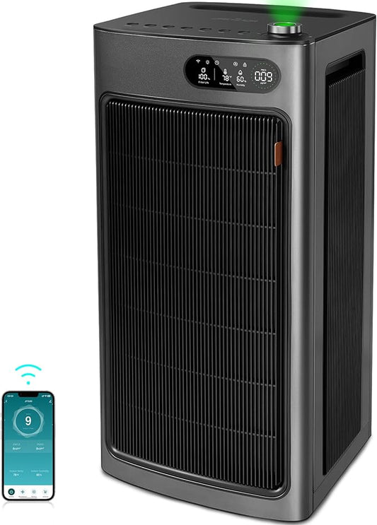 Jafända Air Purifier for Home Office Room Up to 6862 ft², Dual Carbon Air Filter Air Cleaner, Smart Whole House HEPA Air Purifiers Remove 99.97% Dust Pollen Smoke Pet Dander Allergies Mold Odors VOCs