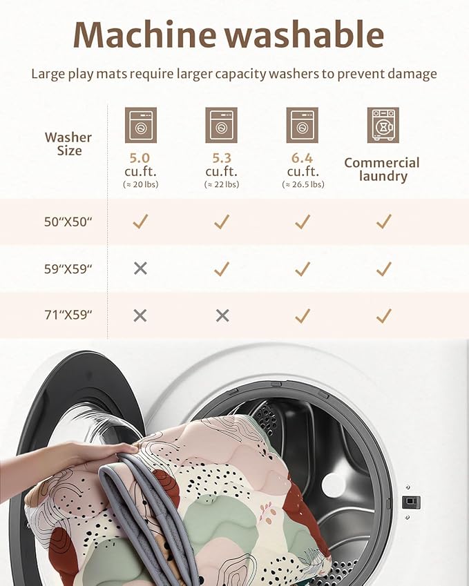 Blissful Diary Baby Play Mats for Floor, 50x50 Inch Crawling Mat for Playpen, Thick Padding Foam Playmats for Babies and Toddlers, Modern Abstract