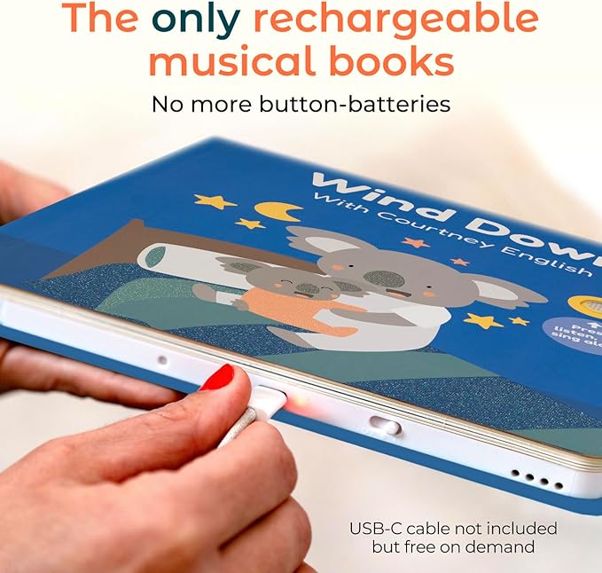 Cali’s Books Wind Down – USB-C Rechargeable Baby Book for Toddlers 1-3 | Expert-Designed Bedtime Musical Book with Gentle Activities and Affirmations for a Calming Nightly Routine