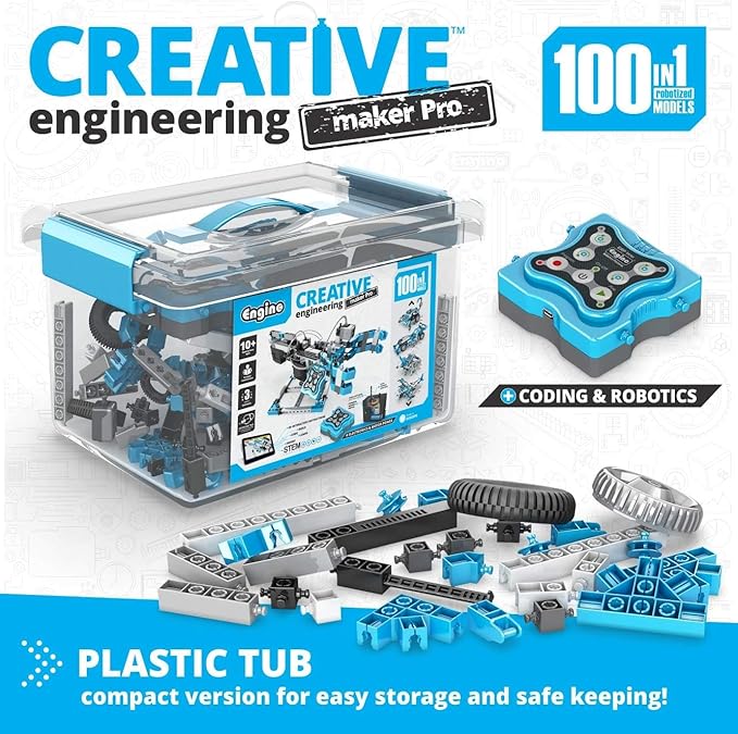 Engino Maker Pro Robotized 100 Models Set, Building Toys for Kids 10+, Discovering STEM Robotics, Engineering Kit, Coding STEM Project, Gift for Boys & Girls