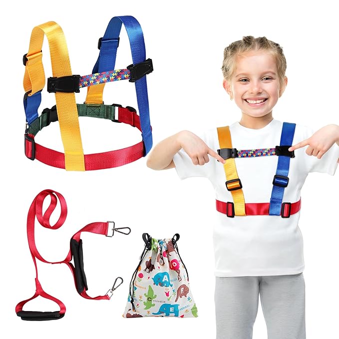 JXM Safety Harness Leash for Autism and Special Needs Child (3-6 yrs), Child Adjustable Elopement Harness with Emergency Grab Handle and Tether, Keep Active Autistic/ADHD Kids Safe and Free Outdoors