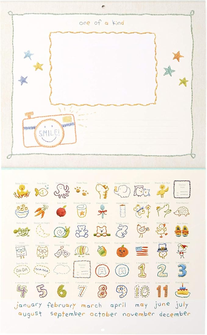 C.R. Gibson Animals 'Hello World' Baby Calendar Baby First Year Tracker, 11'' W x 18'' H