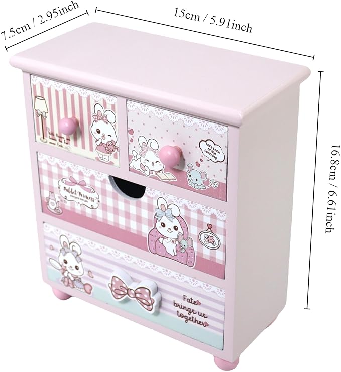 Children Jewelry Box for girls Pink Cute bunny girls jewelry box Little girl birthday christmas Gift kids jewelry box Organizer