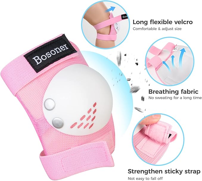 BOSONER Kids/Youth Knee Pad Elbow Pads for Roller Skates Cycling BMX Bike Skateboard Inline Rollerblading, Skating Skatings Scooter Riding Sports