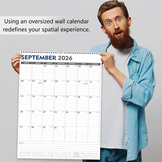 GuassLee Large Wall Calendar 2025-2026, 22"x15" Vertical Wall Calendar 2025, Jun. 2025 to Dec. 2026, 19-Month Paper Hanging Planner Wall with Julian Date for Office Home Planning & Organizing
