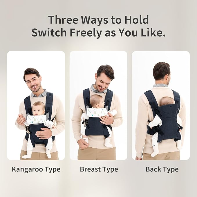 Baby Sling Carrier,4-in-1 Ergonomic Baby Backpack Front Carrier,Newborn to Toddler Wrap Lightweight Adjustable Baby Sling,DarkBlue