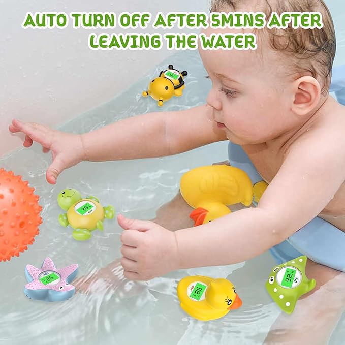 Baby Bath Thermometer, Digital Water Temperature Thermometers with 3 Color Backlit and Temperature Warning, Safety Bath Tube Thermometers Floating Toy for Infant, Toddler