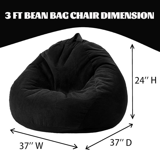 Bean Bag Chairs for Kids Chair Round Sofa Memory Foam Filling Reading Gaming Sofa for Living Room Bedroom