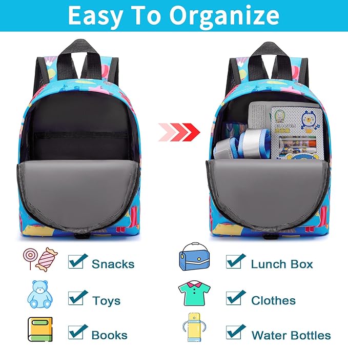 Accmor Toddler Backpack Leash with Anti Lost Wrist Link, Cute Mini Child Walking Harnesses Keep Kids Close Back Pack Rope Tether Rein for Baby Boys (Light Blue/Dino)