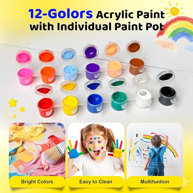 10 Set Mini Acrylic Paint Kit, 5.9In Canvas Boards for Painting with 6.5" Easel, Acrylic Paint Strips, Painting Brushes, Mini Canvas and Easel Set for Kids Artists Beginner Gift Party (160)