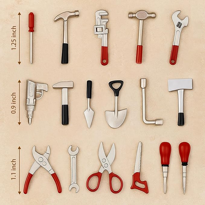 17PCS 1:12 Miniature Doll House Tools Metal Home Repair Multi-Tool Model Set Fun for Party Dollhouse Decoration Accessories Mini Yard Supplies Creative Pretend Toy (Tool)