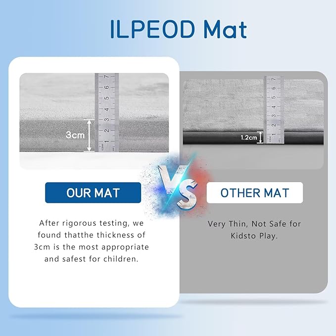 Baby Play Mat for Floor Tummy Time Mat Nursery Rug Muscle Mat Area Rug Playroom Rug Tatami Mat 79"x118" Memory Foam 1.3" Thick Crawling Mat for Babies,Toddlers, Infants, Kids(Light Gray)