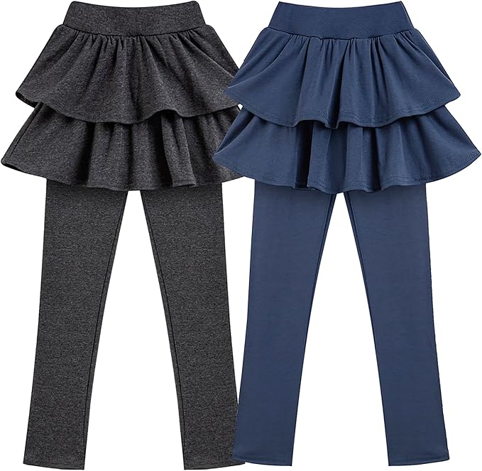 Girls School Uniform Pants Leggings with Skirts Stretch Warm Jegging 4-12 Years