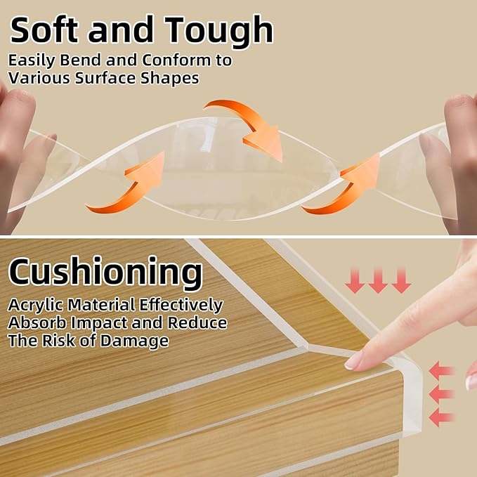 Clear Edge Protector,Safe Corner Protector, Anti-Sharp Edge Protector, for Furniture, Drawers, Tables, Cabinets 2inX3.28FT