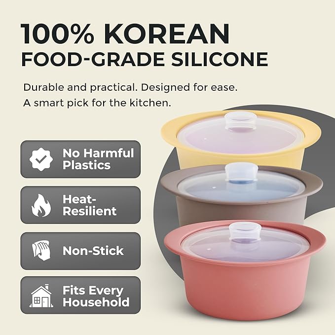 27oz Platinum Silicone Microwave Steamer Pot with Handle & Lid - Korea 100% Food-Grade Steamer Bowl, Heat-Resistant Cooker with Steam Holes, Easy Clean, Dishwasher Safe, Dry Rose