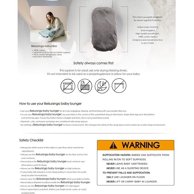 Baby Lounger - Snuggle Cozy Me Infant Lounger for Newborns | Flannel Cover, Breathable Soft, Portable Awake-Time Pad, Essential Baby Gift - White