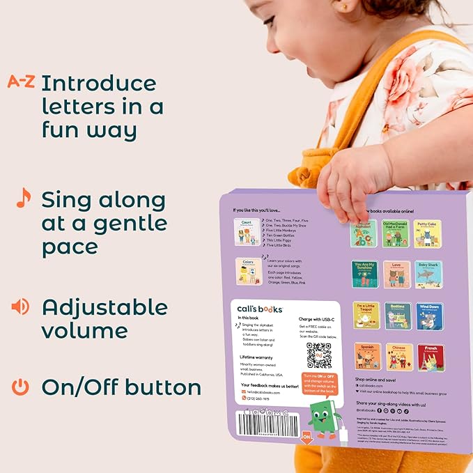 Cali's Books Alphabet Book for Toddlers 1-3 - Learn ABC, Musical Books for Kids, Interactive Talking Baby Toddler Sound Book, Educational Song Learning Toys, Singing and Speech Music Toy for Babies