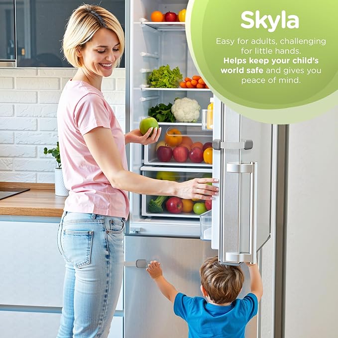 Baby Proofing Child Safety Locks (12 Pack) by Skyla Homes - The Safest, Quickest and Easiest 3M Adhesive Cabinet Latches, No Screws & Magnets, Multi-Purpose for Furniture, Kitchen, Ovens, Toilet Seats