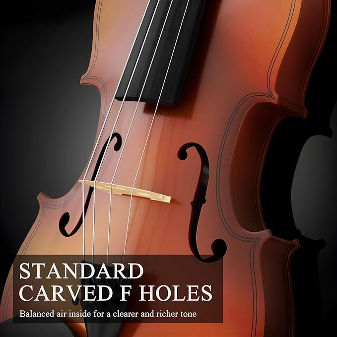 1/4 Beginner Violin Kit, Complete Violin Set with Case, Bow, Rosin, Natural