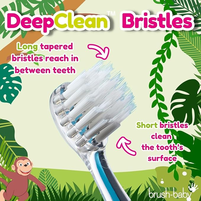 brush-baby WildOnes™ Rechargeable Kids Electric Toothbrush – Monkey | Flashing Lights, 2-Min Timer, Waterproof, 3 Brush Heads | Toddler & Child Toothbrush Ages 0-10 | Soft Bristles