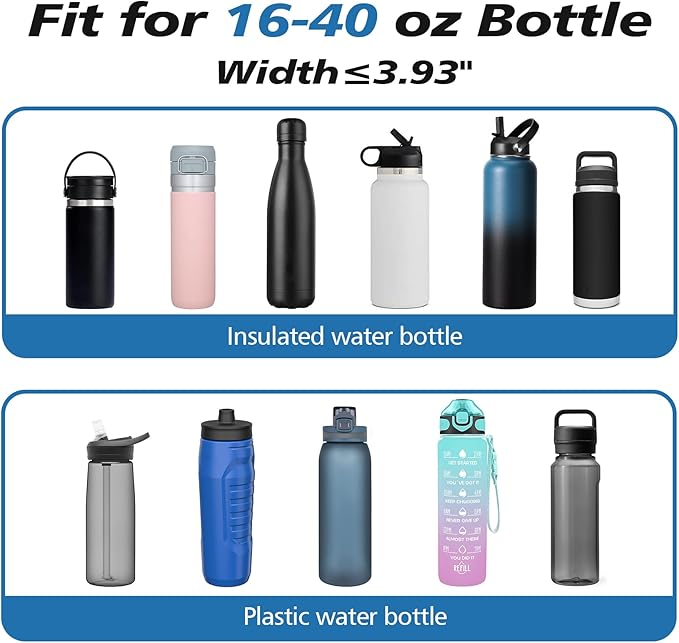 32 40 oz Water Bottle Carrier with Strap, Neoprene Water Bottle Sleeve Bag with 2 Pockets Insulated Flask Sling Holder for Walking Hiking Gym