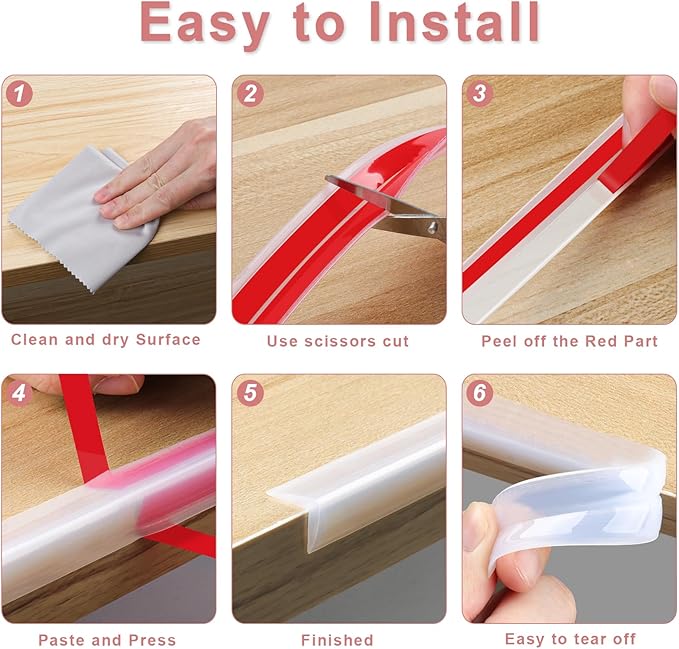 100% Silicone Corner Protectors,Corner Protector Baby Proofing,Soft Edge Protector,Furniture Corner Guard & Edge Safety Bumpers with Strong Adhesive for Furniture&Sharp Corners