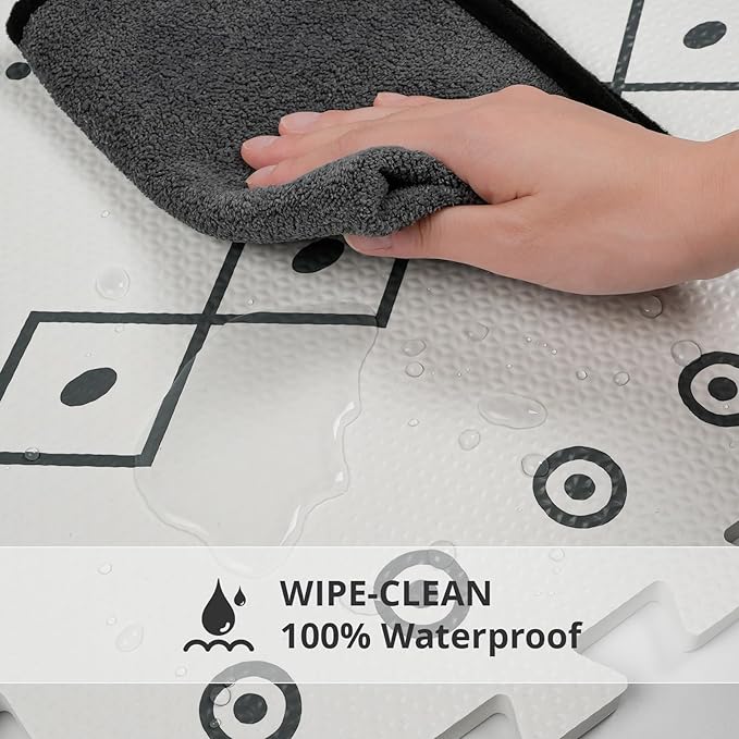 Baby Foam Play Mat, PIGLOG 72x48 Baby Crawling Mat, Floor Mats for Kids for Infants with Interlocking Tiles, Toddler Playmats for Indoor and Outdoor, Easy to Clean Playroom Mats, (Symbol+Bohemia)