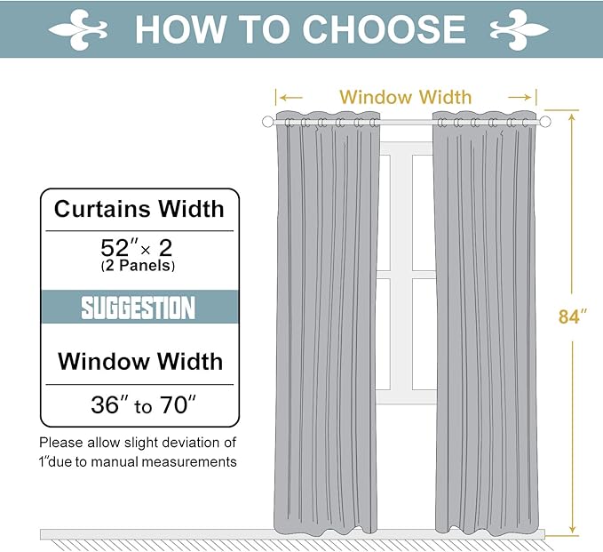 ChrisDowa 100% Blackout Curtains for Bedroom with Black Liner, 2 Thick Layers Total Blackout Thermal Insulated Grommet Window Curtains 2 Panels Set (Navy Blue, 52 x 84 Inch)
