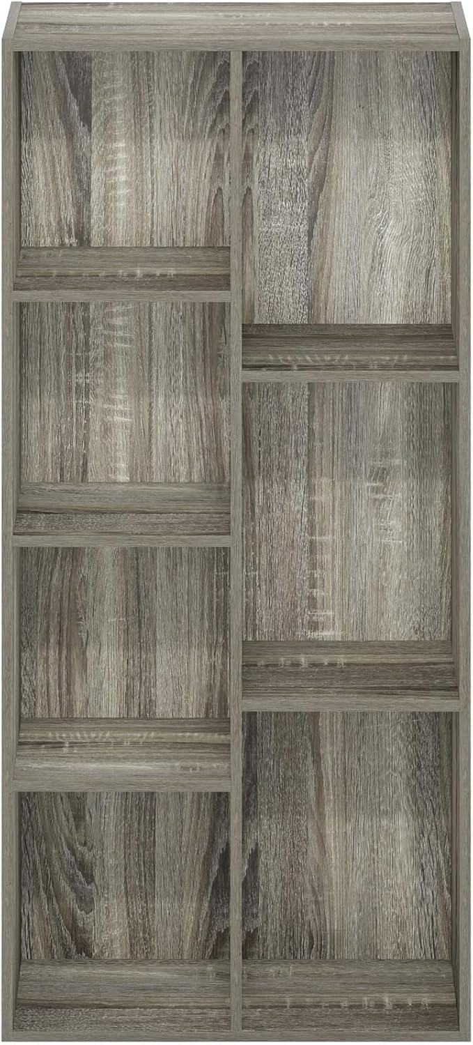 Furinno Luder 7-Cube Reversible Open Shelf, French Oak