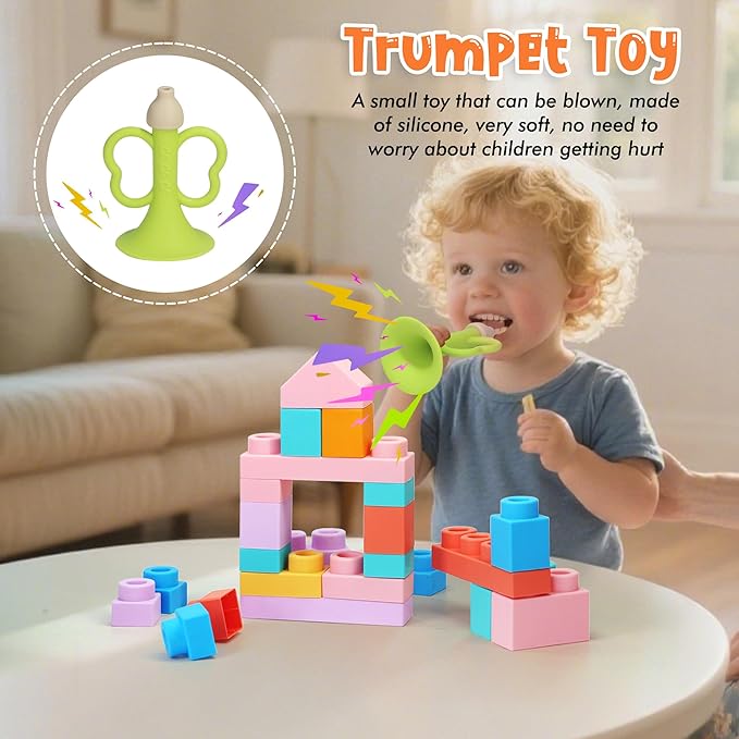 22 Pcs Soft Building Blocks for Toddlers 18M+, BPA - Free Sensory Teether Toys, Montessori STEM DIY Bricks, Early Learning Creative Stacking Set, Safe Baby Construction Toys