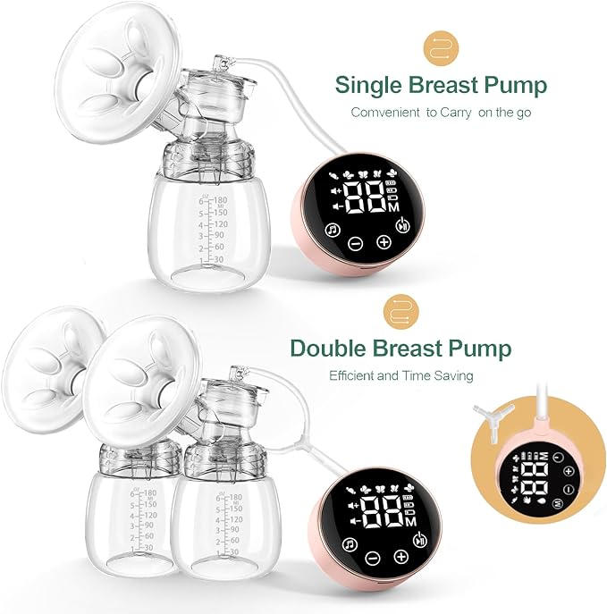 Electric Breast Pump, 3 Modes 9 Levels,Whisper-Quiet Electric Breast Pump, Anti-Backflow, Touchscreen LED，Portable for Home & Travel