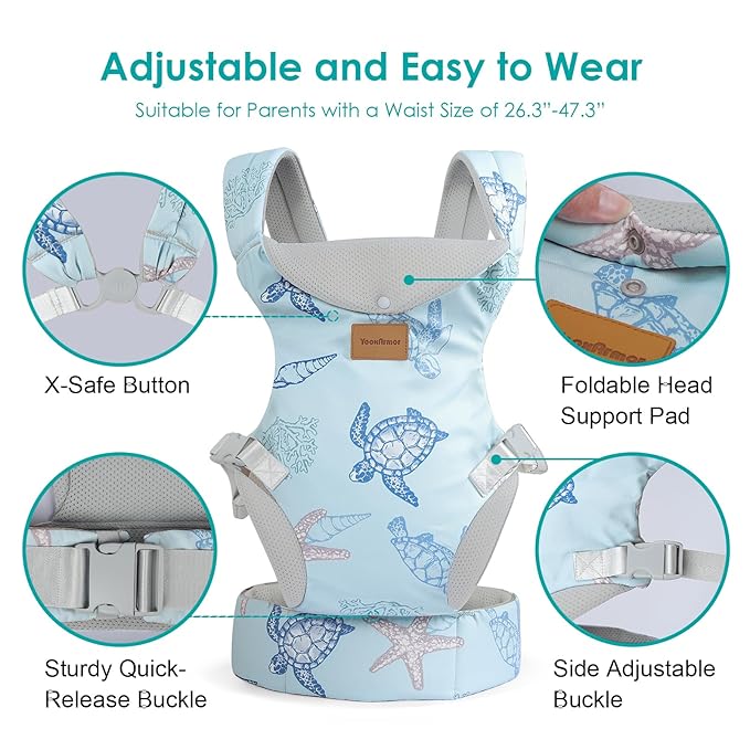Baby Carrier Newborn to Toddler, Ergonomic Adjustable Toddler Carriers for 7-66 Lbs, Cozy Lightweight Infant Carrier with Neck Support, Baby Holder Carrier with Lumbar Support for Mom Dad