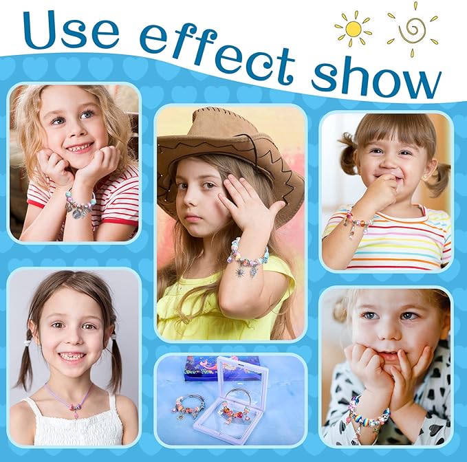 AIPRIDY Charm Bracelet Making Kit,Unicorn Mermaid Crafts Gifts Set Can Inspires Imagination and Creativity,Jewelry Making Kit Perfect Gifts for Girls 5-12 Years Old(72 Pieces Mermaid Aqua)