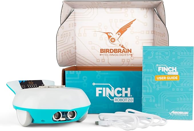 BirdBrain Finch Robot 2.0 with Microbit - STEM Coding Robot Toy for Kids & Adults - Learn Python & 8 Coding Languages - Programmable Robotics Kit - Remote Control & App Controlled | Ages 5-16