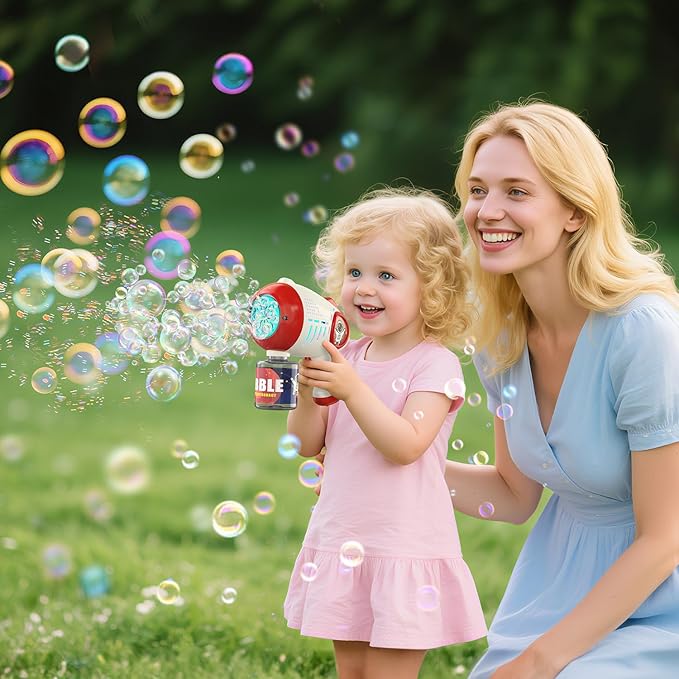 EagleStone Bubble Guns for Kids 4-8, 2 Pack Light-Up Automatic Bubble Gun Blasters with 4 Solution, Bubble Machine for Toddlers, Outdoor Summer Toy, Easter Gifts, Birthday Wedding Party Favors