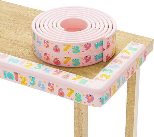 Edge Protector for Baby 6.5ft Soft Protective Foam Cushion Furniture Edge and Corner Guards Baby Child Proofing Cartoon Digital Pattern Odorless Safe for Table,Fireplace,Countertop
