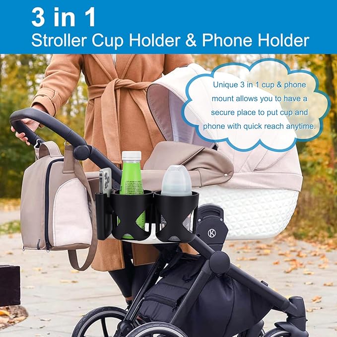 Accmor Universal Cup Holder, Stroller Cup Holder, 360° Rotatable Large Caliber Designed Bottle Holder for Stroller, Bike, Wheelchair, Walker, Scooter