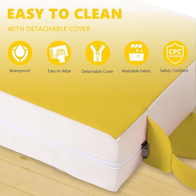 Booster Seat for Kitchen Chair with Adjustable Straps, Toddler Booster Seats for Dining Table Portable for Travel Camping Eating, Booster Cushion for Table for Baby Child Infant Kid Boy Girl