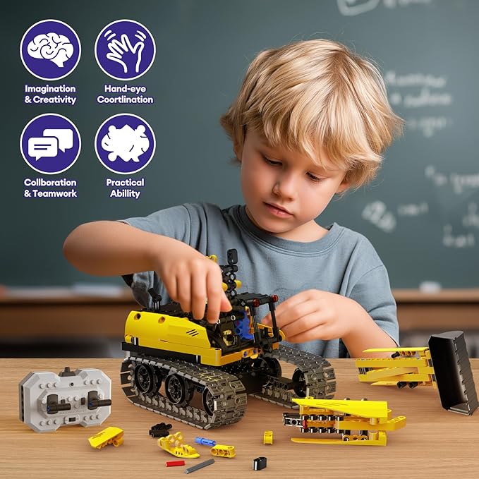 5 in 1 Building Toys STEM Robotics Kit, 430 PCS Blocks RC Robot Erector Sets, APP & Remote Control Excavator Science Kits for Kids Age 6 7 8 9 10 11 12-14, DIY Educational Gift for Boys & Girls