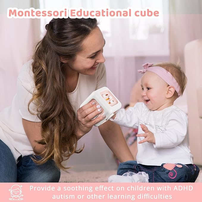 Busy Cube Toys for 1 Year Old Girl Gifts, Montessori for Baby Girl, Travel Sensory Toys for Toddlers 1-3, Learning Fine Motor Skills| 1st Birthday Girl Gifts 12 Months +