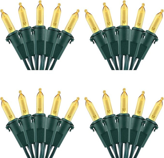 Brizled 4 Pack LED Christmas Lights, 100 LED 33ft Christmas String Lights, 120V UL Certified Connectable Xmas Tree Light Mini Xmas Light for Home Tree Patio Indoor and Outdoor Decorations, Warm White