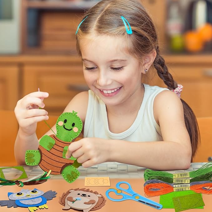 Garma Animal Sewing Kit for Kids - 14 in 1 Kids Sewing Crafts Kit for Beginners - Mini Sewing Kits for Kid 5-8 8-12 - Easy Sew Your Own Felt Animals DIY Craft Set for Boys & Girls Birthday